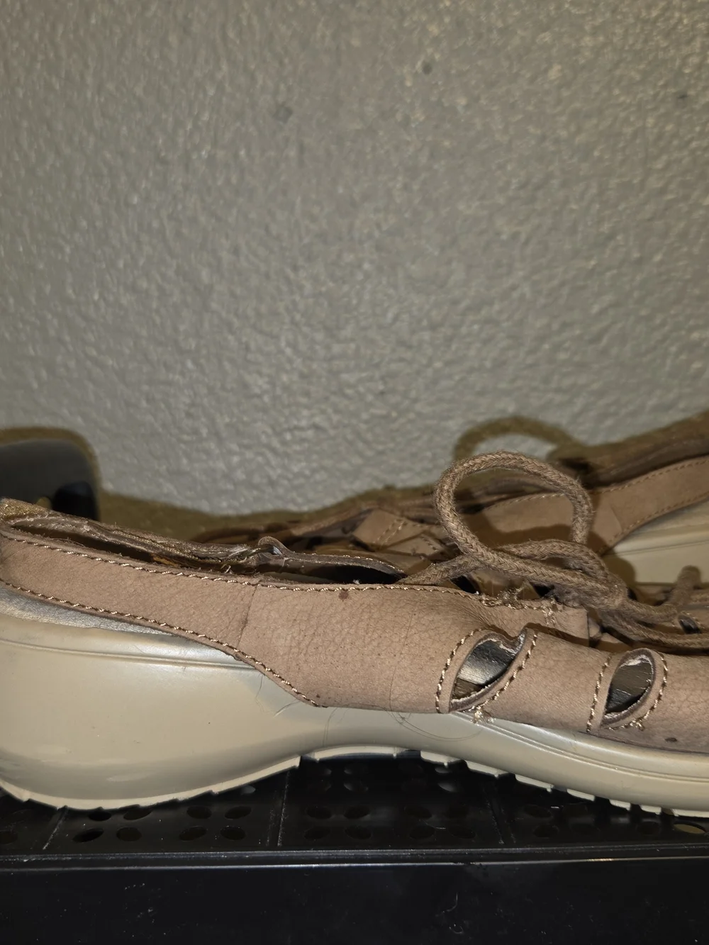 Tan Lace-Up Closed-Toe Sandals